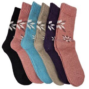 NWT Women's Lamb Wool Socks, Thermal Warm Winter Boot Crew Socks, 6 Pairs